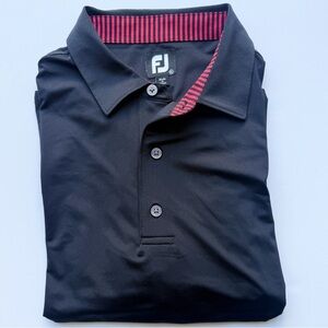 FootJoy Solid Black Golf Polo Shirt | Size XL | Performance Fit